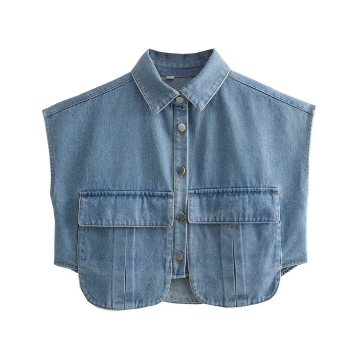 Damen ärmellose Utility-Bluse mit Taschen Drune