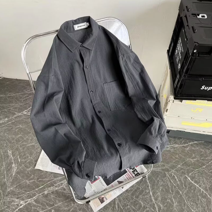 Herren Lässiges Hemd mit Brusttasche und Knopfleiste Drune