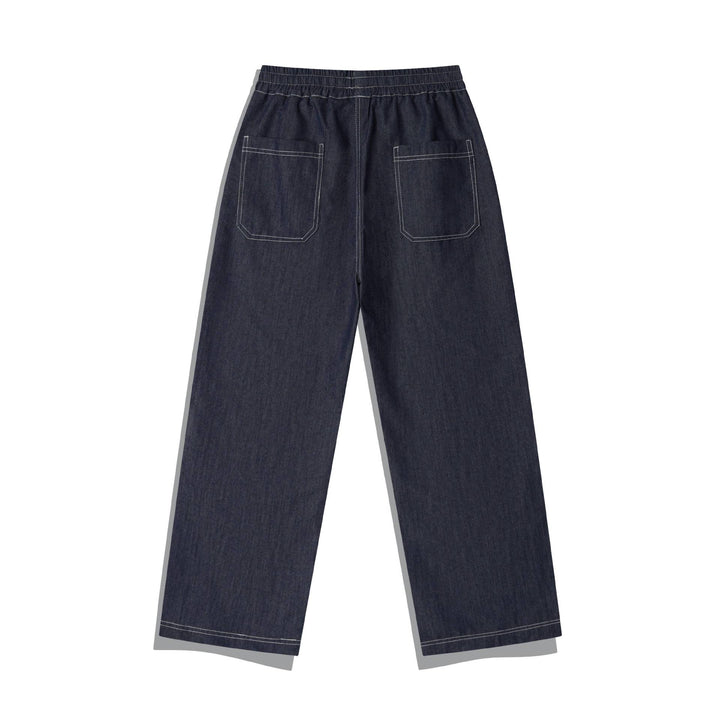 Damen Weite Denim-Cargo-Culotte mit elastischem Bund und Kontraststeppung Drune