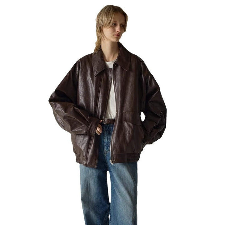 Damen Oversized Kunstlederjacke Drune