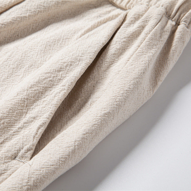 Herren nan lässige Bundfaltenhose mit elastischem Tunnelzugbund und schmal zulaufendem Bein Drune