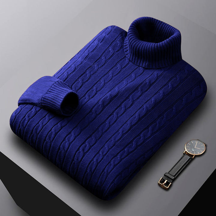 Herren nan grob gestrickter Rollkragenpullover mit Zopfmuster und wärmender Strickstruktur Drune