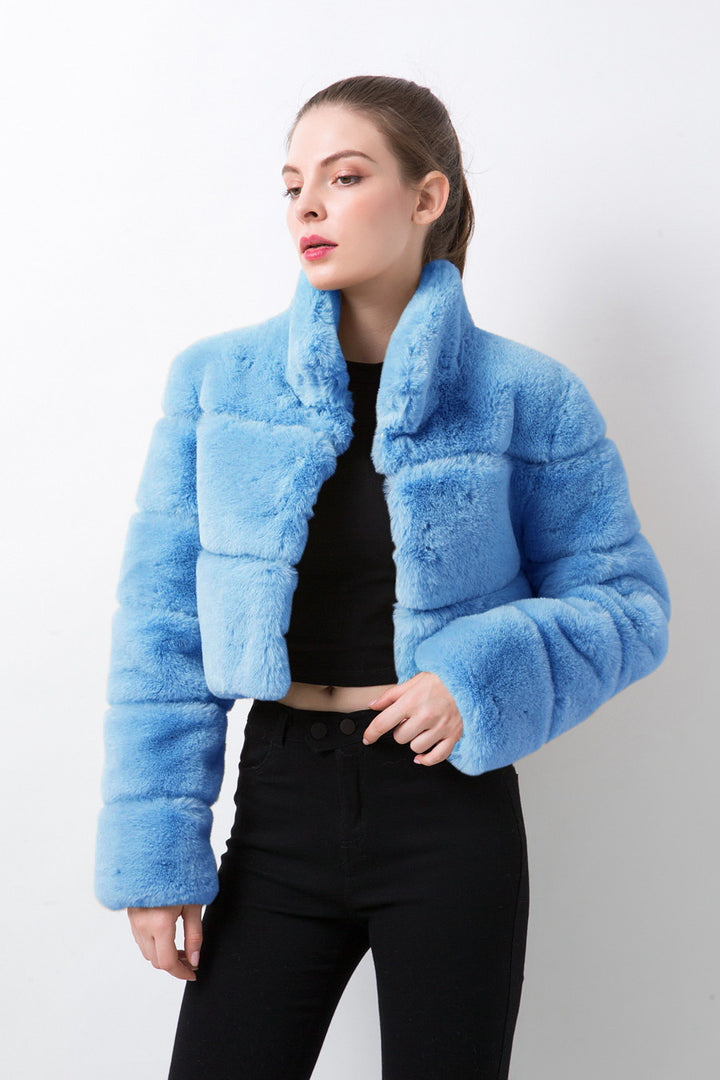 Damen modische kurze Kunstpelzjacke Drune