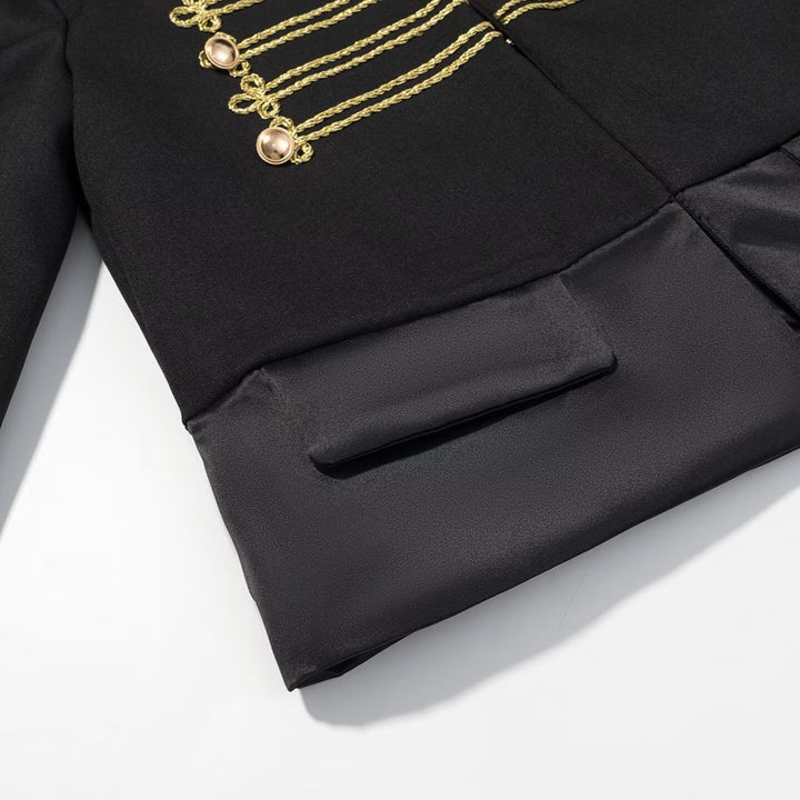 Damen Kurzparadejacke im Uniformstil mit Zierkordeln und Pattentaschen Drune