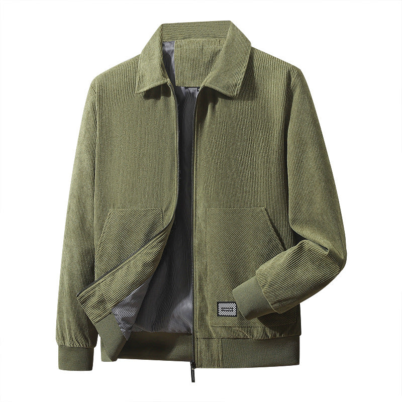 Herren strukturierter Freizeitblouson mit feinem Cordgewebe, gestreiftem Innenfutter und elastischem Saum Drune
