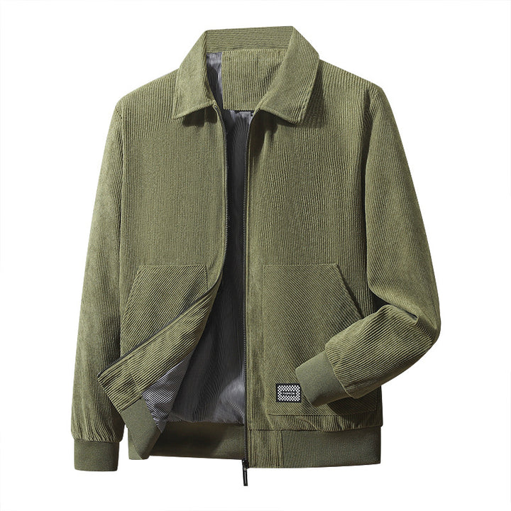 Herren strukturierter Freizeitblouson mit feinem Cordgewebe, gestreiftem Innenfutter und elastischem Saum Drune