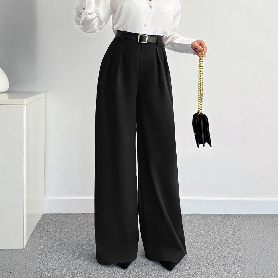 Damen Hochtaillierte Weitbein-Hose mit Gürtel Drune