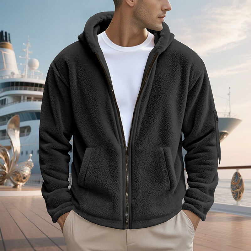 Herren Fleecejacke mit Kapuze und praktischen Reißverschlusstaschen Drune