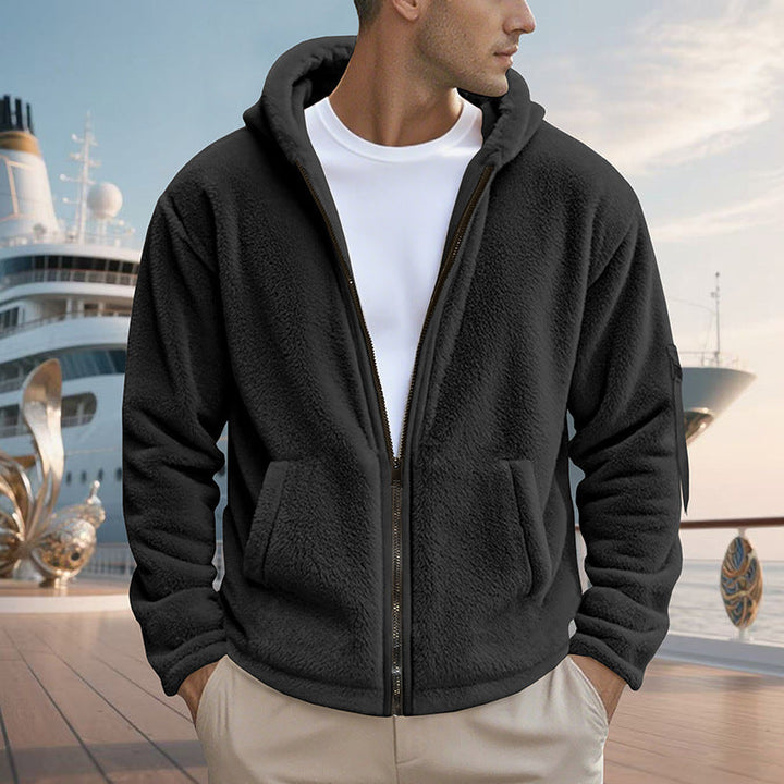 Herren Fleecejacke mit Kapuze und praktischen Reißverschlusstaschen Drune