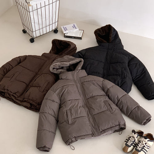 Damen Modische Pufferjacke mit abnehmbarem Kunstfellkragen und praktischen Taschen Drune