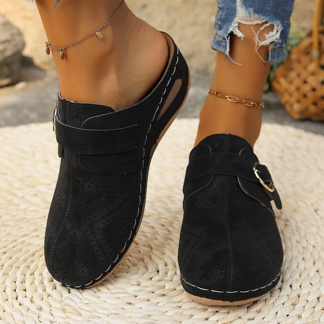 Damen Bequeme Clogs mit perforiertem Leder Drune