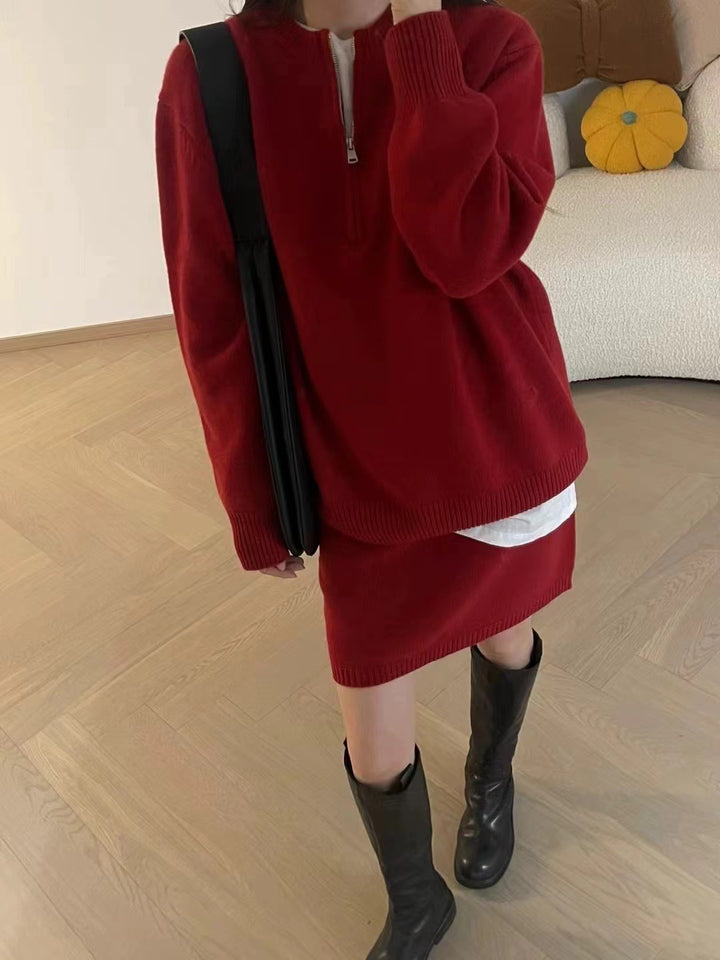 Damen Strickpullover mit modernem Schnitt und dekorativem Reißverschluss Drune