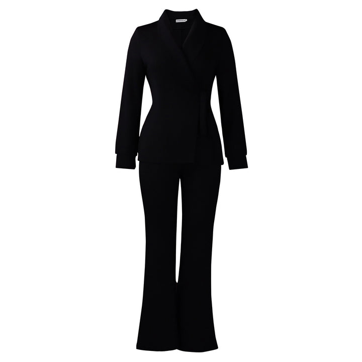 Damen elegantes Blazer-Set mit weitem Bein und modischem Gürtel Drune