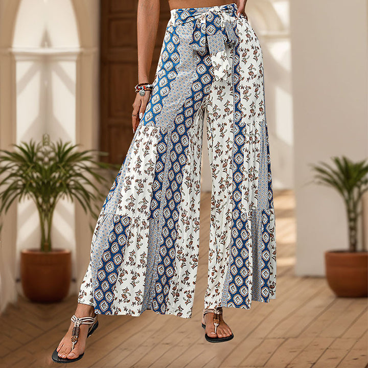 Damen Weit geschnittene Palazzo-Hose mit floralem Muster Drune