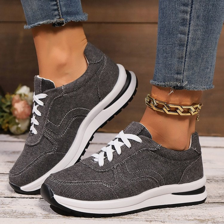 Damen  sportlich-elegante Textile Sneaker mit dämpfender EVA-Sohle und gepolsterter Innensohle Drune