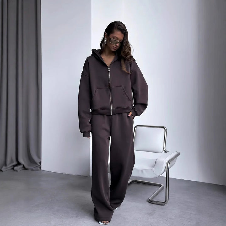 Damen modischer Kapuzenpullover mit hochwertigem Reißverschluss und bequemer Passform Drune