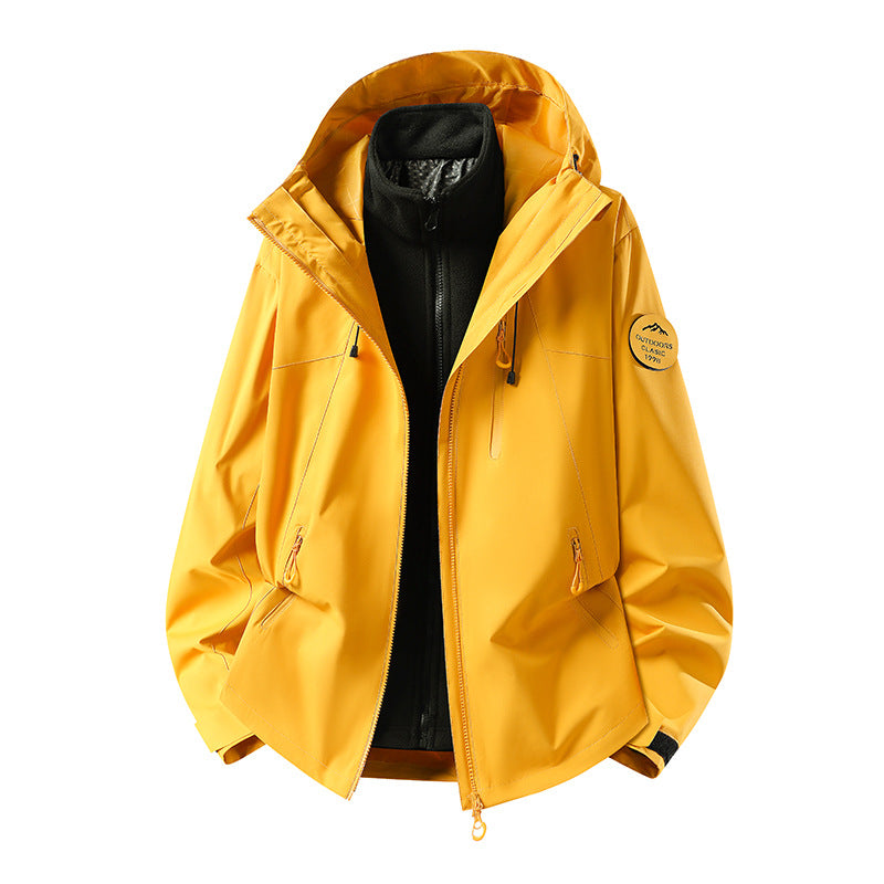 Herren Zweiteilige wasserdichte Outdoorjacke mit abnehmbarer Fleece‑Innenjacke und versiegelten Nähten Drune