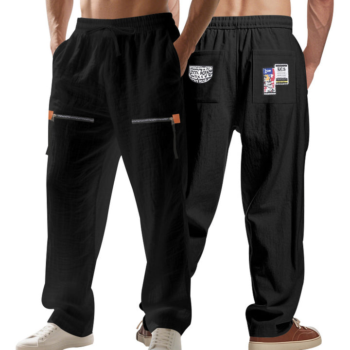 Herren nan lockere Cargo-Hose mit Reißverschlüssen und elastischem Bund Drune