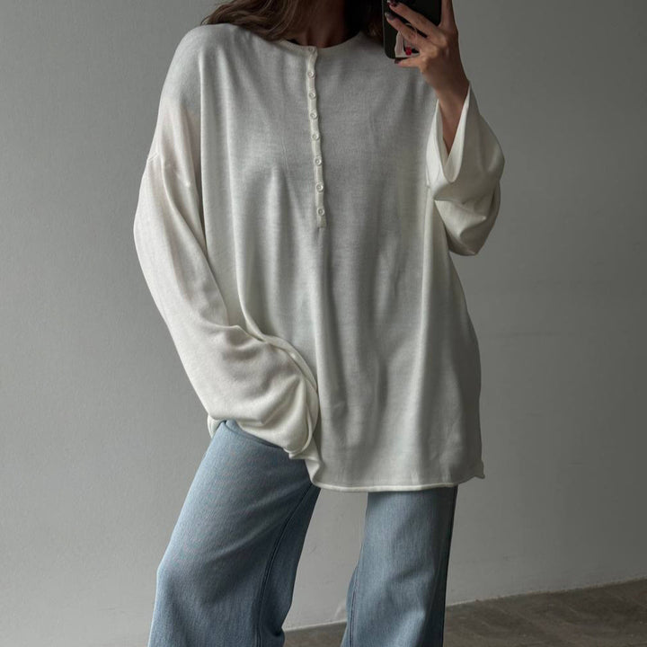 Damen Lässiger Strickpullover mit modernen Knopfdetails Drune