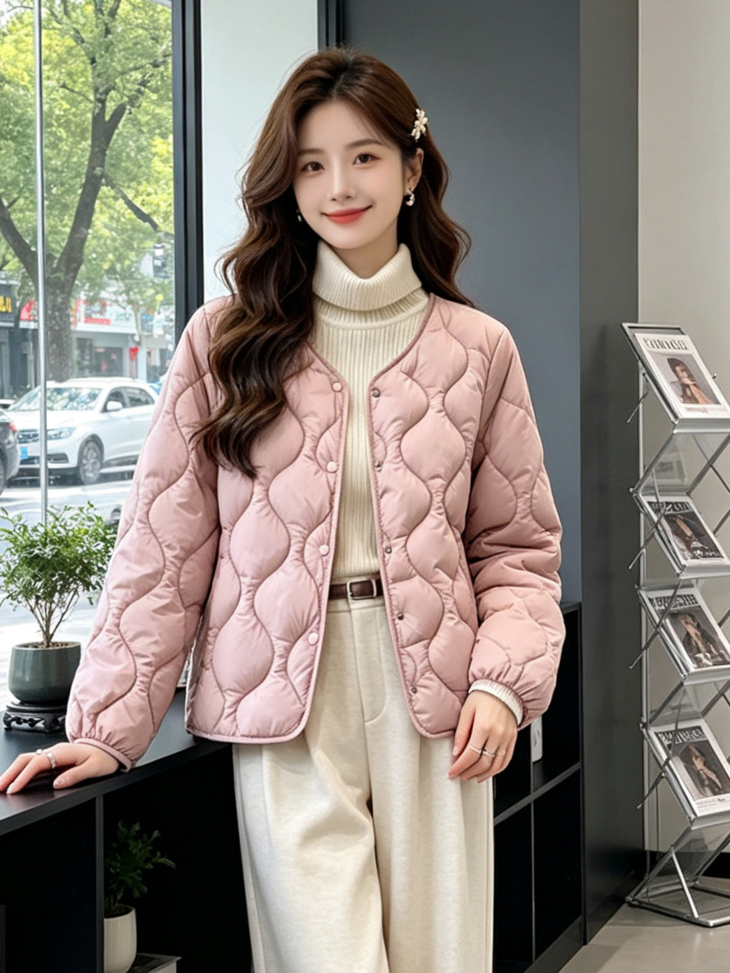 Damen Modische und kuschelige Steppjacke Drune