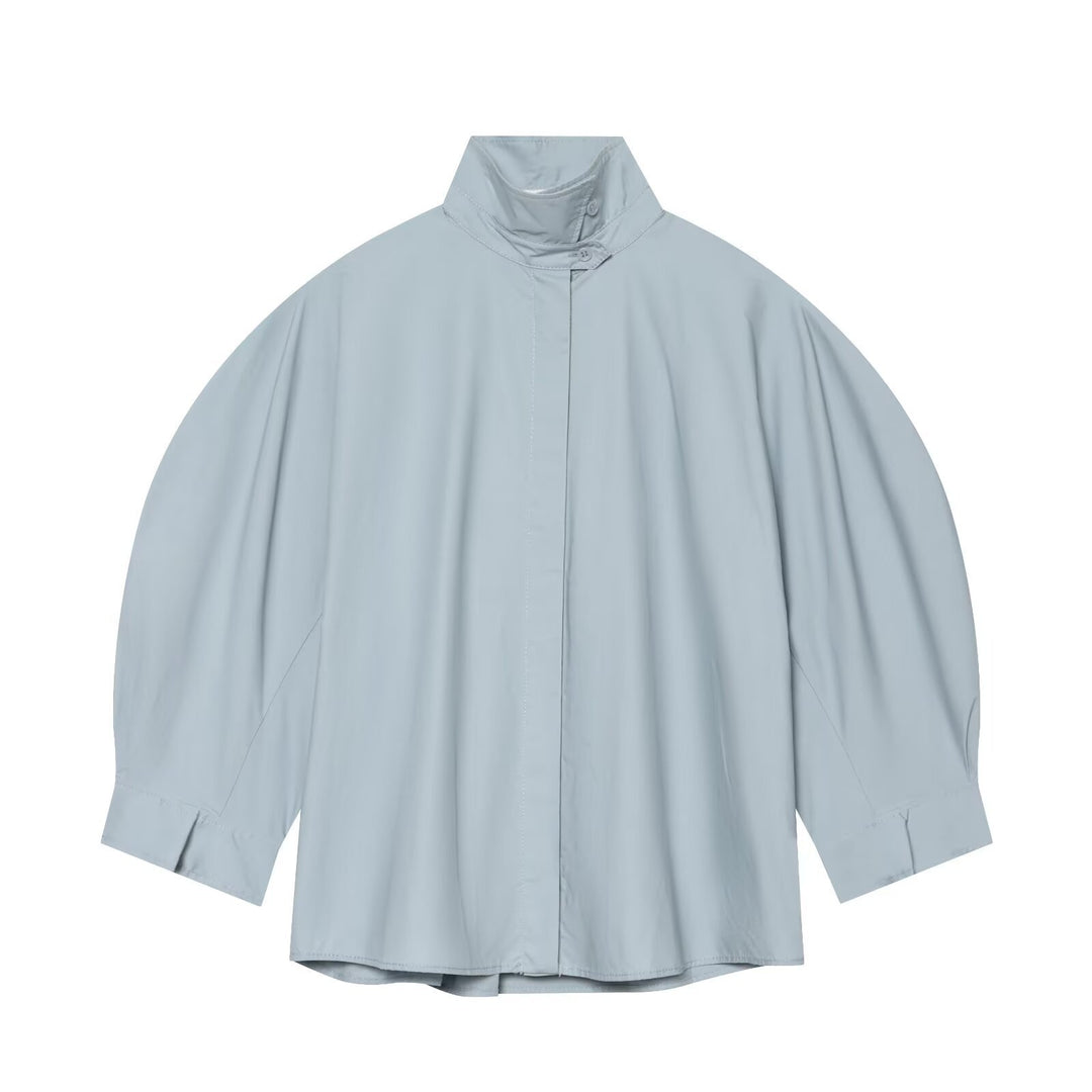 Damen Oversize-Bluse mit Stehkragen und Kimonoärmeln Drune