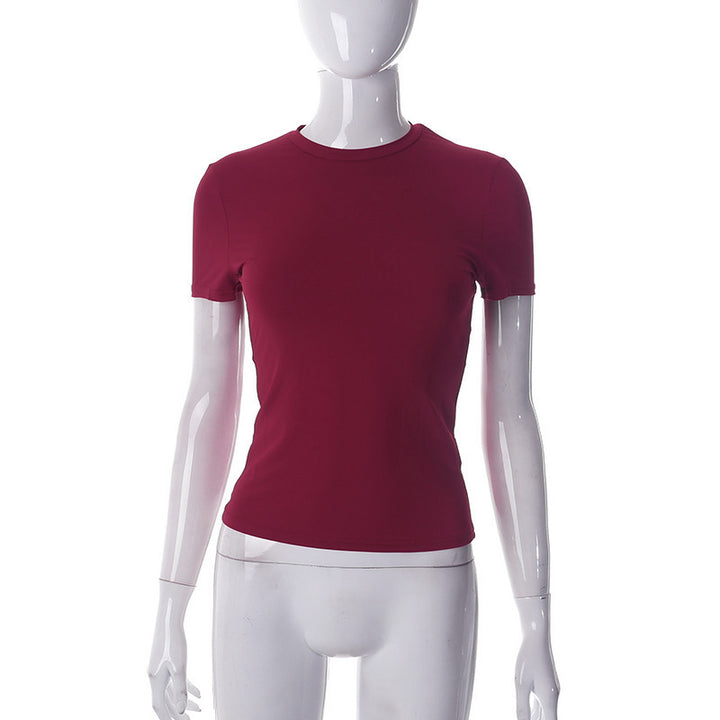 Damen Figurbetontes Kurzarm-T-Shirt mit hochqualitativem Stretch-Material Drune