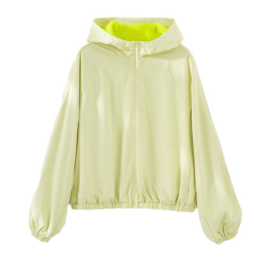 Damen Leichte Kapuzenjacke mit Kurzreißverschluss, Raglanärmeln und elastischem Saum Drune