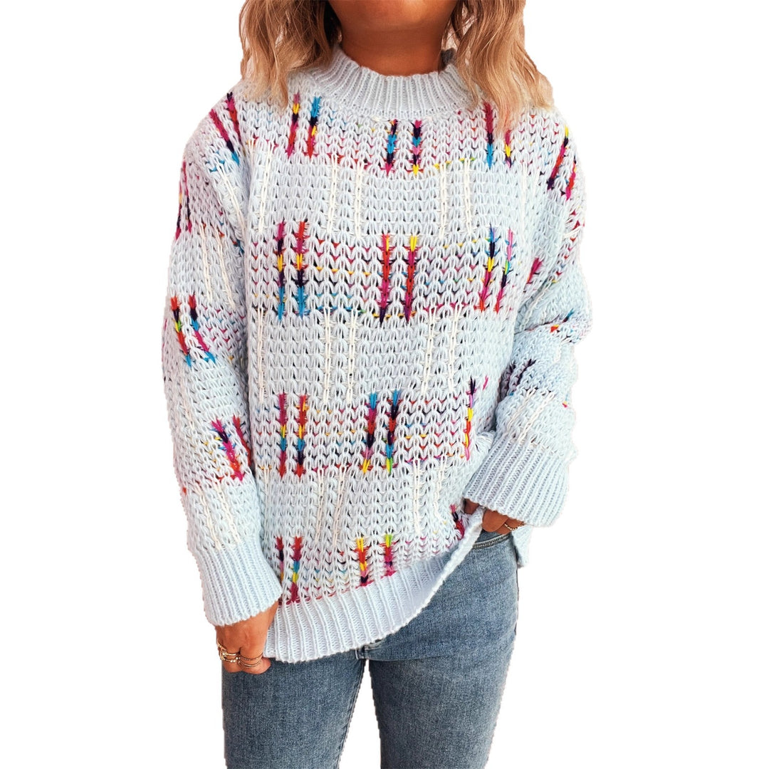 Damen lässiger Strickpullover mit vielseitigem Farbenspiel und hohem Kragen Drune