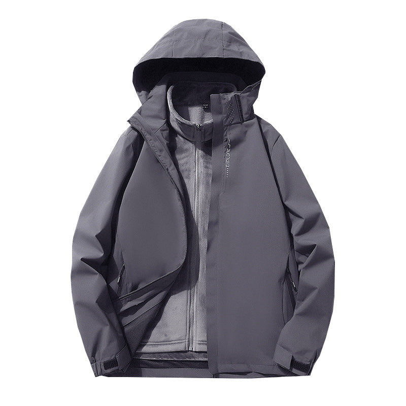Herren Dreilagige wasserdichte Outdoor-Softshelljacke mit abnehmbarer Fleece-Innenjacke Drune
