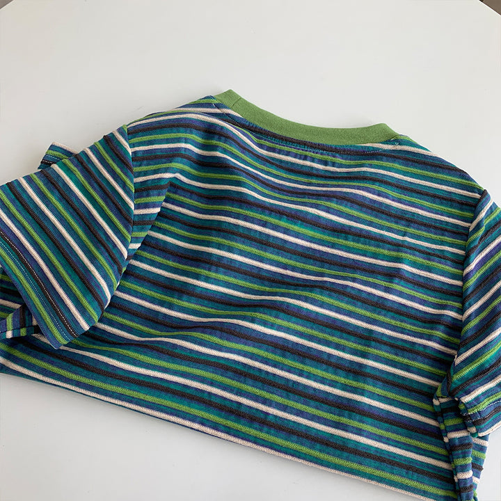 Damen Bequem Gestreiftes Kurzarm-T-Shirt Set Drune