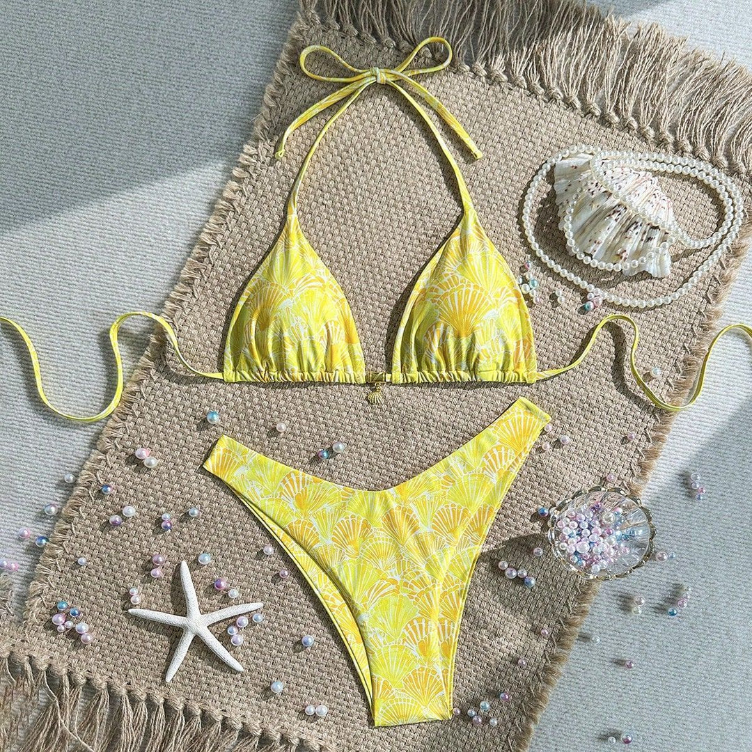 Damen Triangel-Bikini mit floralen Mustern Drune