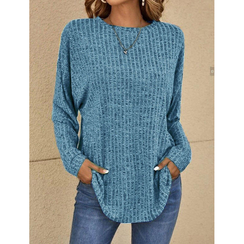 Damen Oversized Struktur-Strickpullover mit Rundhals und Eingrifftaschen Drune