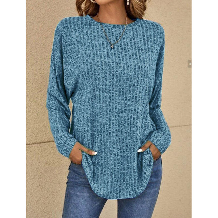 Damen Oversized Struktur-Strickpullover mit Rundhals und Eingrifftaschen Drune