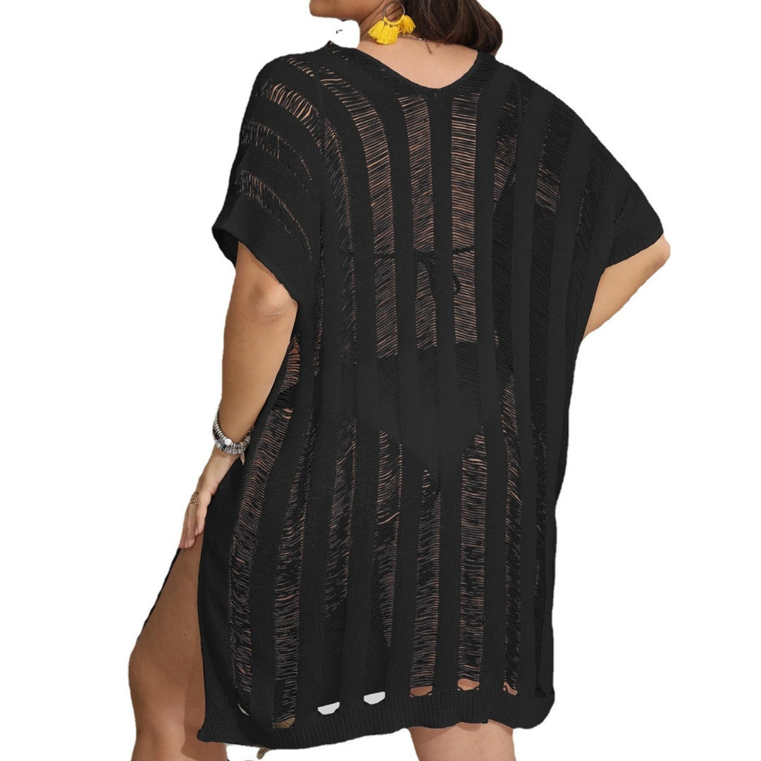 Damen luftiger Beach-Kaftan mit feinem Streifenmuster Drune