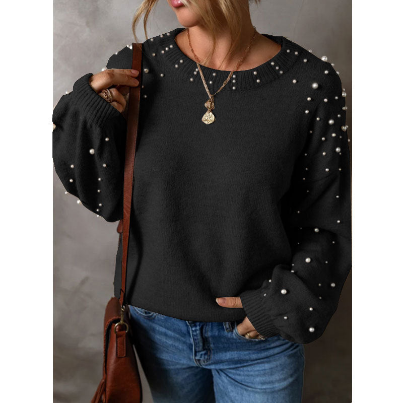 Damen Strickpullover mit Perlendetails Drune