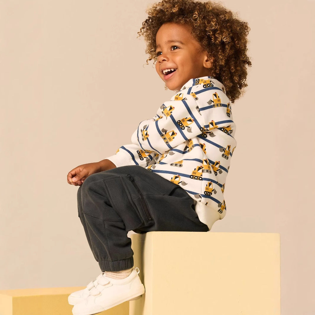 Kinder Sweatshirt mit lustigem Baustellenmuster Drune