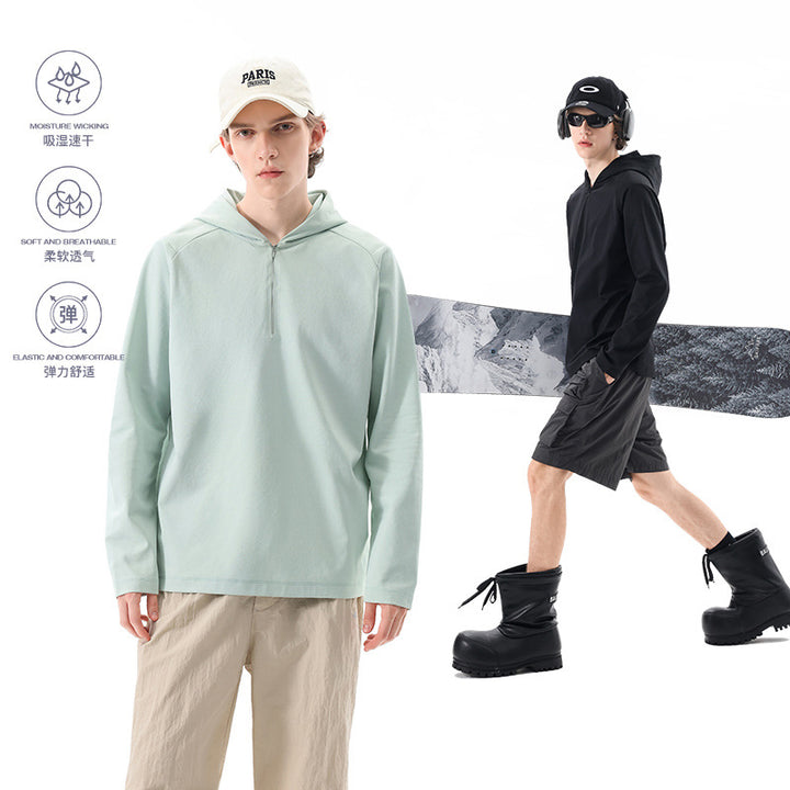 Herren Leichter Halbzip-Kapuzenpullover im Oversize-Relaxed-Fit aus technischem Jersey Drune