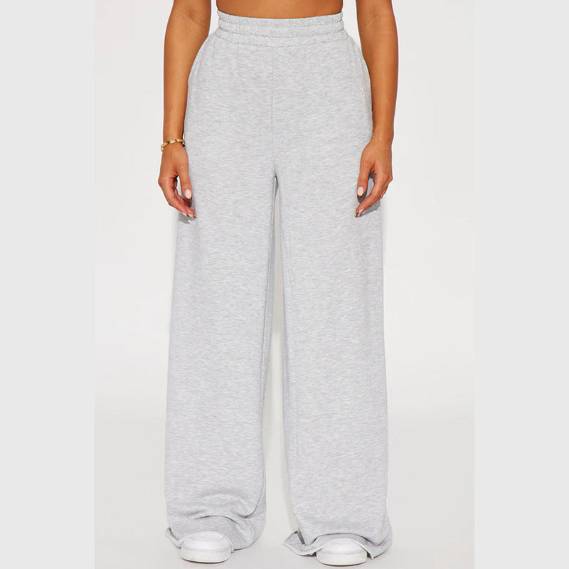 Damen nan weite Highwaist Palazzo-Loungehose mit doppelt gerafftem Komfortbund und fließender Wide‑Leg-Silhouette Drune