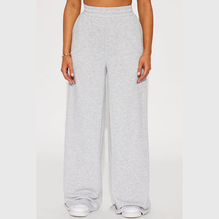 Damen nan weite Highwaist Palazzo-Loungehose mit doppelt gerafftem Komfortbund und fließender Wide‑Leg-Silhouette Drune