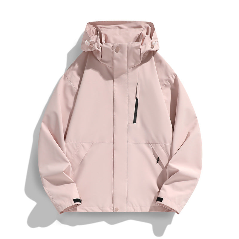 Damen Oversize Softshell-Kapuzenjacke mit Drop-Shoulder, verdeckten Reißverschlüssen und Kordelzug Drune