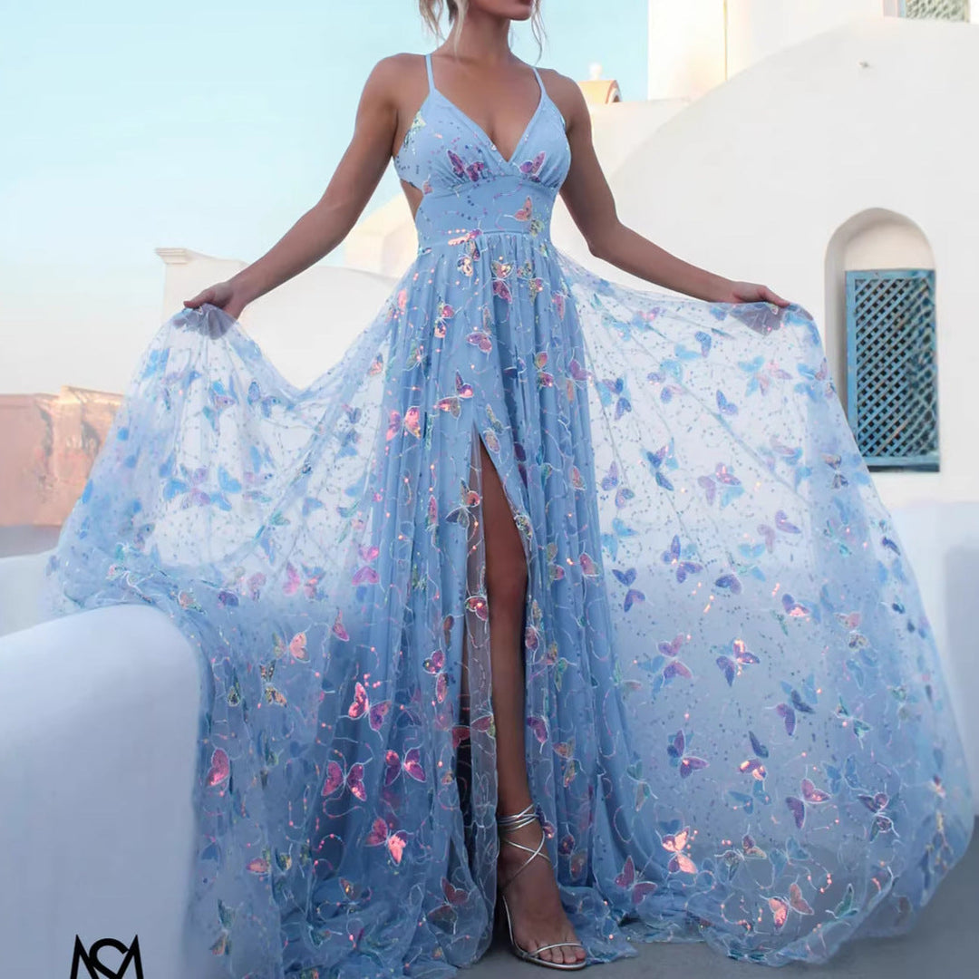 Damen Maxikleid mit feinen Glitzer-Akzenten und floralem Schnitt Drune