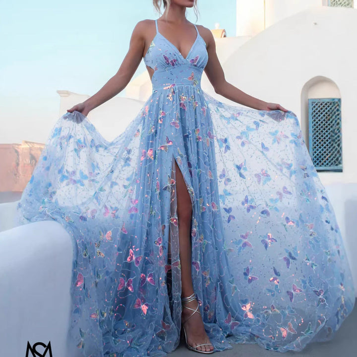 Damen Maxikleid mit feinen Glitzer-Akzenten und floralem Schnitt Drune