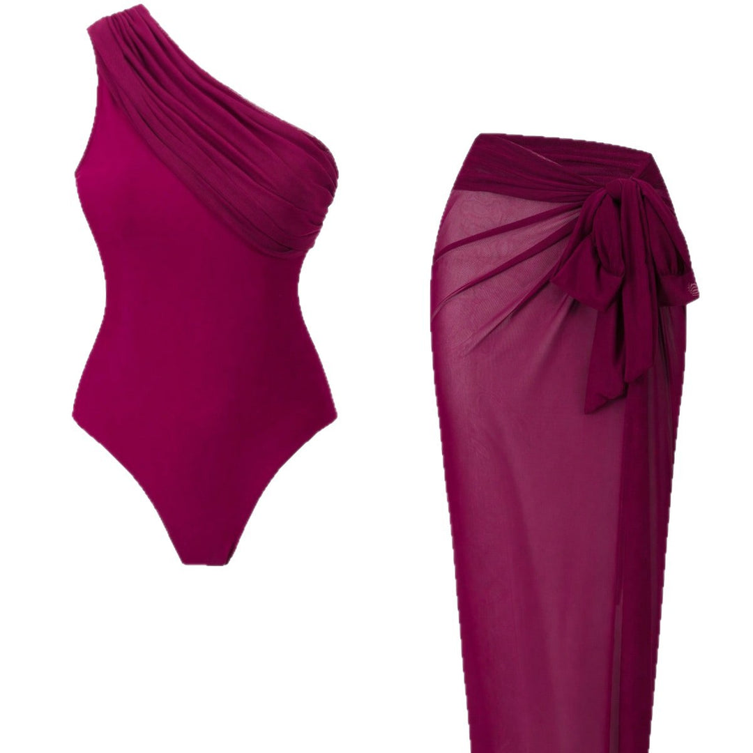 Damen elegantes One-Shoulder Badeanzug Set Drune
