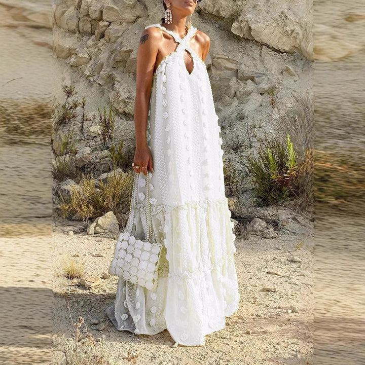 Damen Maxikleid mit raffinierten Volants und zarten floralen Applikationen Drune