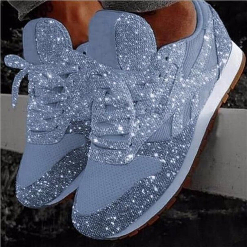 Damen glitzernde Fashion-Sneaker mit funkelnder Strassoptik atmungsaktivem Strick-Obermaterial und gepolstertem Komfortfußbett Drune