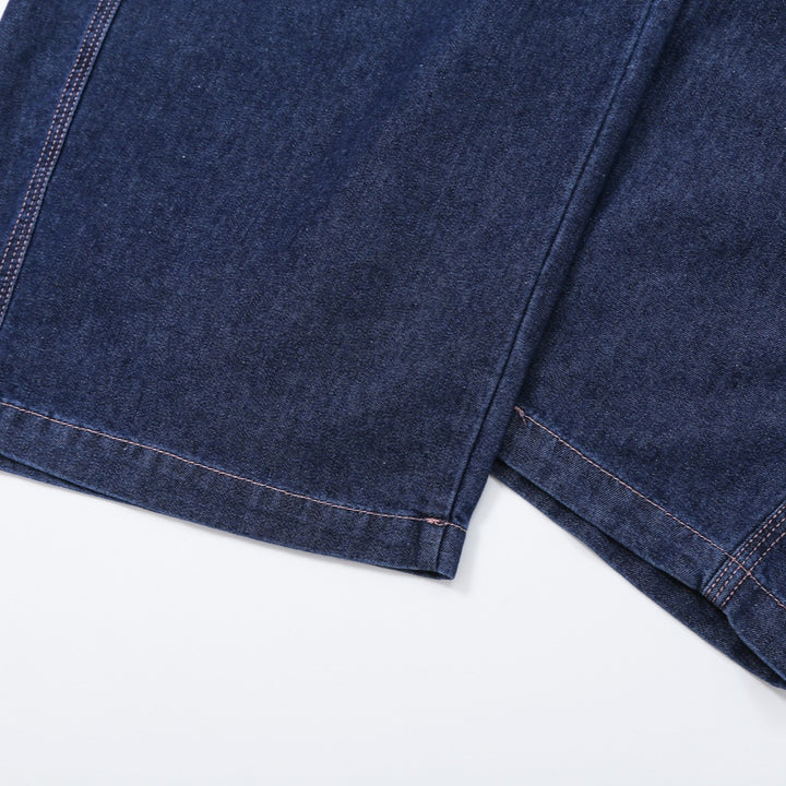 Damen High-Waist Weite Denim-Hose mit markanter Seitennaht und Retro-Silhouette Drune