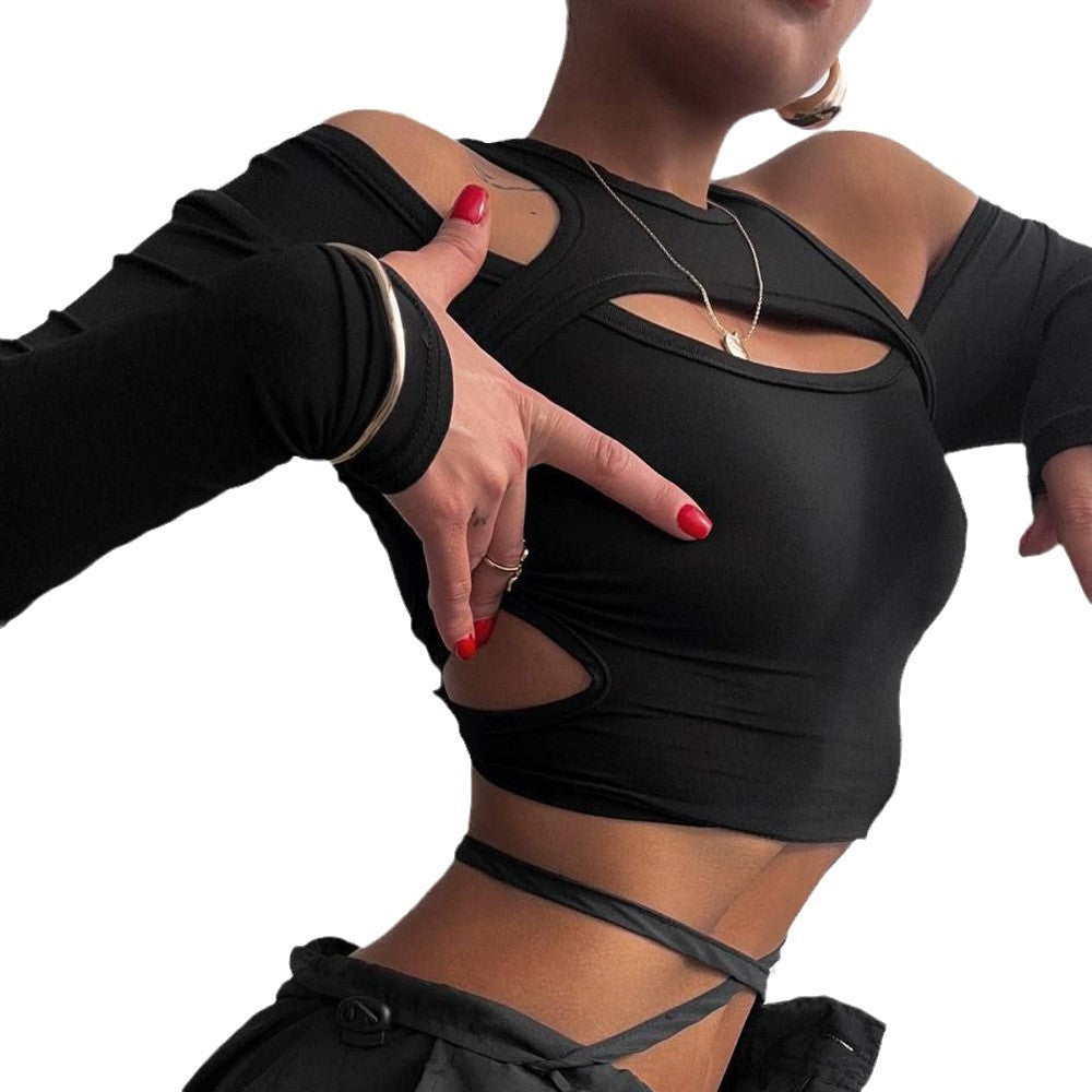 Damen Trendiges Cut-Out Langarmoberteil Drune