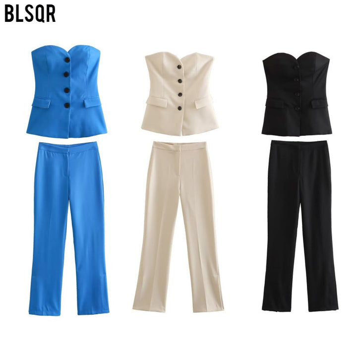 Damen Elegante Stretch-Hose mit geradem Bein und Bügelfalte Drune