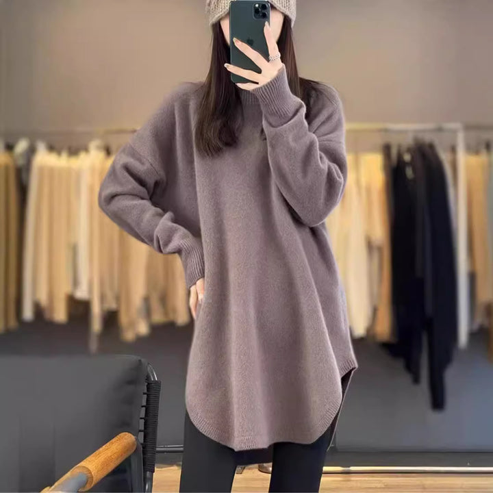 Damen lässiger Pullover mit lockerer Passform aus hochwertiger Wolle Drune