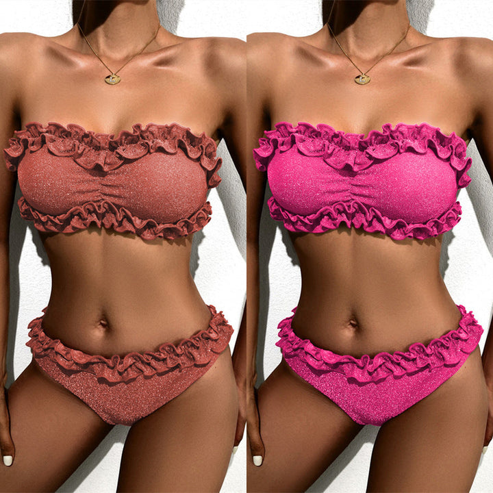 Damen Bandeau-Bikini mit glamourösem Rüschendesign Drune